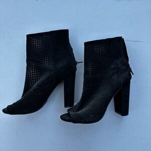 Black Peep-Toe Ankle Boots
